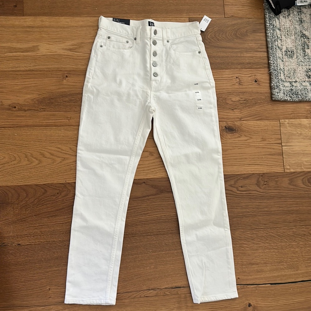NWT Gap high rise cigarette stretch white jeans